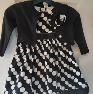 Youngland girls dress with Sweater. 4T Black with white dots